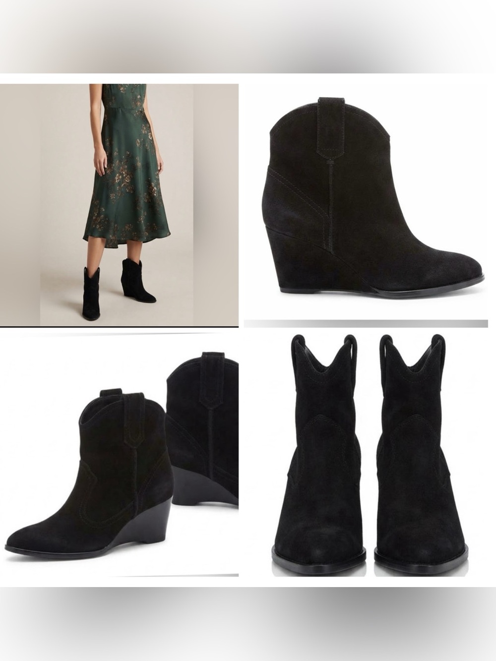 Aquatalia Black Suede Wedge Ankle Boots